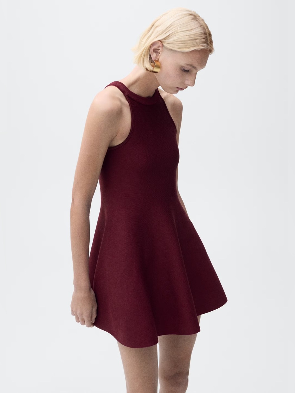 Mango short peplum knitted dress NWT